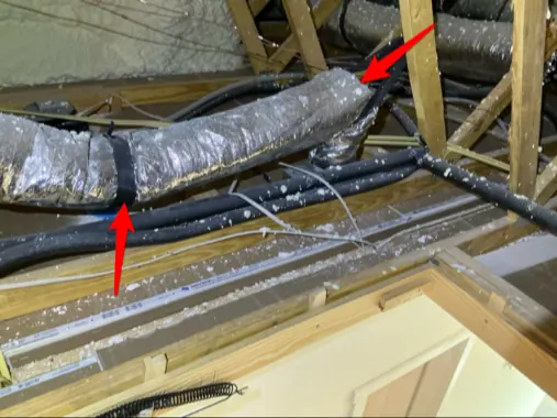 Duct system support, as found at the inspection